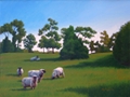 Hampshire Sheep - Original Landscape painting by Paul Keysar