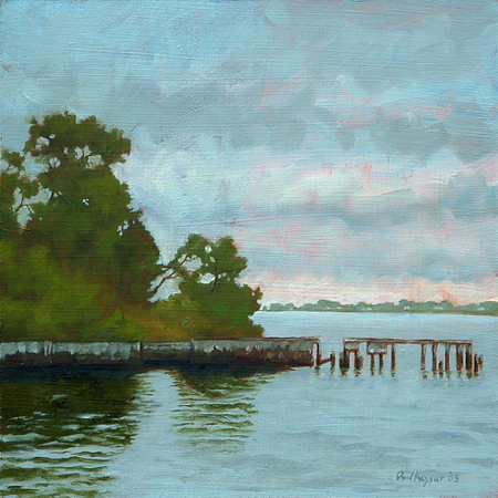 South River from Quiet Waters - Traditional Realism Painting by Paul Keysar