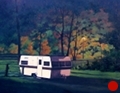 Camper, Original Night series landscape painting by Paul Keysar