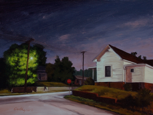 Corner of Corban and Robbins - Traditional Realism Painting by Paul Keysar