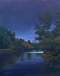 Nolichucky at Night, Original Night series landscape painting by Paul Keysar